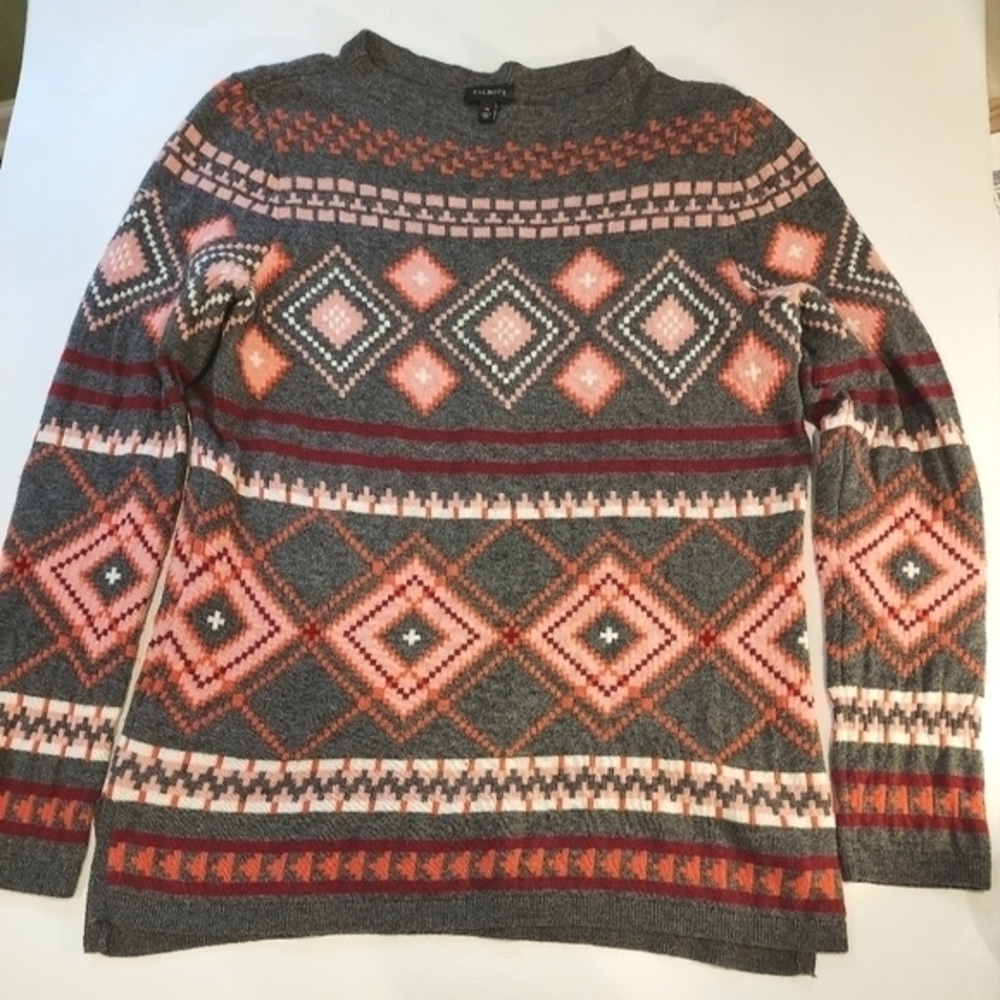 Talbots Lambswool Blend Geometric Pattern Size Me… - image 1